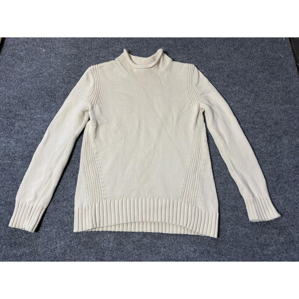 J.CREW Sweater Mens S Beige Knit Mock Neck Cotton Nylon Pullover Long Sleeve